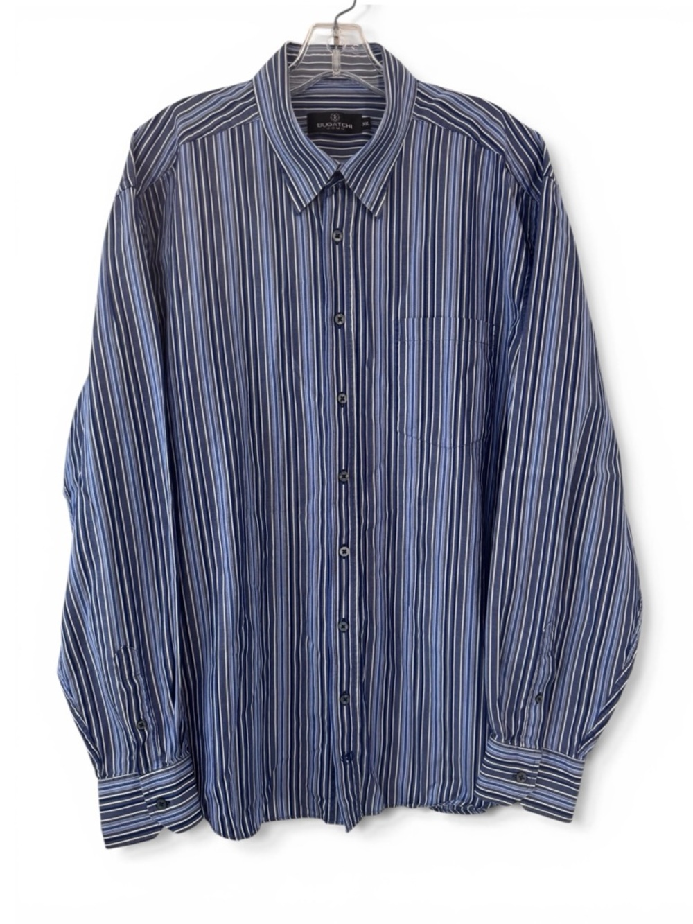 Bugatchi Uomo Blue Multi-Stripe Long Sleeve Dress Shirt